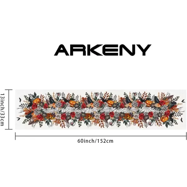 ARKENY Halloween Pumpkin Flower Spider Web Bat Placemats 12x18 Inches Set of 4Seasonal Farmhouse Indoor Kitchen Dining Table Decorations for Home Party AP16418Multi Color Table Runner  13X60