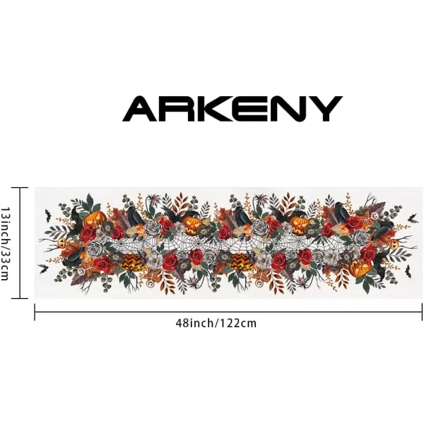 ARKENY Halloween Pumpkin Flower Spider Web Bat Placemats 12x18 Inches Set of 4Seasonal Farmhouse Indoor Kitchen Dining Table Decorations for Home Party AP16418Multi Color Table Runner  13X48