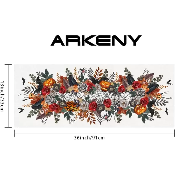 ARKENY Halloween Pumpkin Flower Spider Web Bat Placemats 12x18 Inches Set of 4Seasonal Farmhouse Indoor Kitchen Dining Table Decorations for Home Party AP16418Multi Color Table Runner  13X36