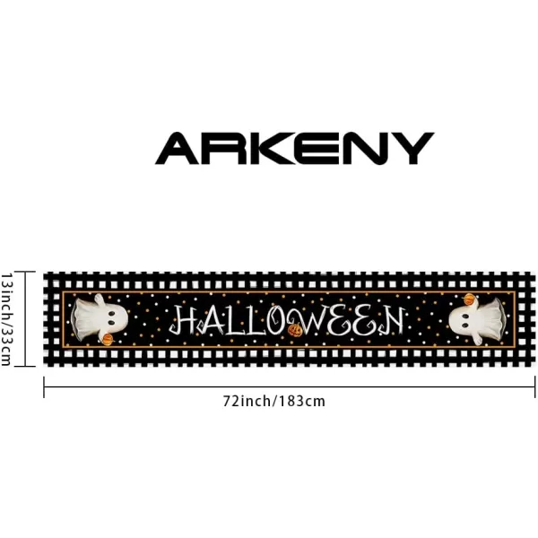 ARKENY Halloween Table Runner 13x36 Inches Pumpkin Spooky Ghost Seasonal Burlap Polka Dots Farmhouse Indoor Kitchen Dining Table Decorations for Home Party AT45436Black Table Runner  13X72