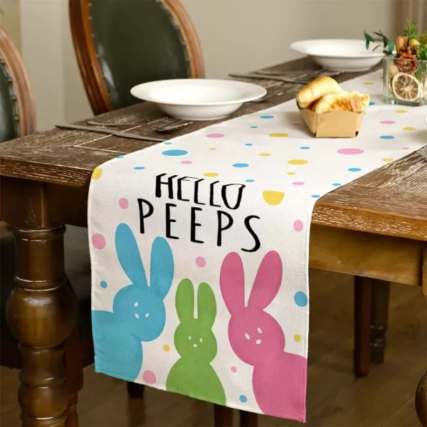 ARKENY Happy Easter Peeps Truck Hip Hop Placemats 18x12 Inches Seasonal Spring Decor Bunny Holiday Farmhouse Indoor Vintage Theme Gathering Dinner Party Decorationstable runner 13X72