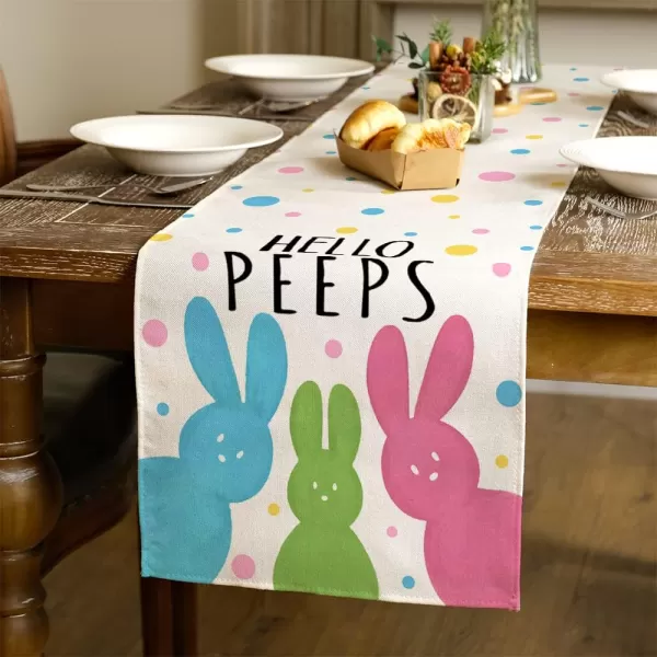 ARKENY Happy Easter Peeps Truck Hip Hop Placemats 18x12 Inches Seasonal Spring Decor Bunny Holiday Farmhouse Indoor Vintage Theme Gathering Dinner Party Decorationstable runner 13X72