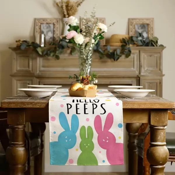ARKENY Happy Easter Peeps Truck Hip Hop Placemats 18x12 Inches Seasonal Spring Decor Bunny Holiday Farmhouse Indoor Vintage Theme Gathering Dinner Party Decorationstable runner 13X72