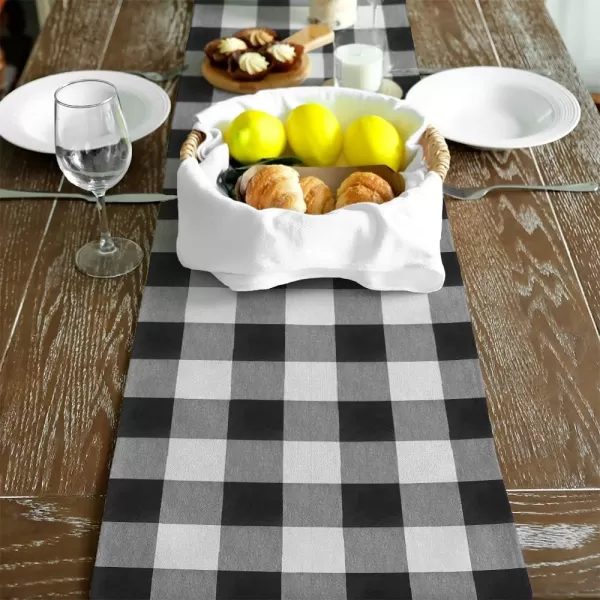 ARKENY Happy Fall Thanksgiving Table Runner 13x72 InchesPumpkins LeavesSeasonal Burlap Farmhouse Blue Truck Indoor Outdoor Autumn Table Runner for Home Orange PlaidSummer Buffalo Plaid Table Runner  13X72