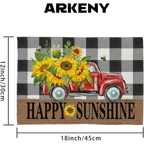 ARKENY Happy Fall Thanksgiving Table Runner 13x72 InchesPumpkins LeavesSeasonal Burlap Farmhouse Blue Truck Indoor Outdoor Autumn Table Runner for Home Orange PlaidSummer Buffalo Plaid Placemats Set of 4  12X18