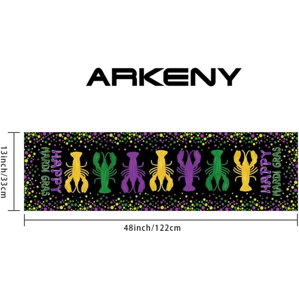 ARKENY Happy Mardi Gras Carnival Placemats 12x18 Inches Set of 4 Crawfish Black Seasonal Farmhouse Burlap Indoor Kitchen Dining Table Decorations for Home Party AP51018Black Table Runner  13X48