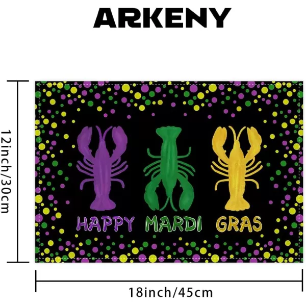 ARKENY Happy Mardi Gras Carnival Placemats 12x18 Inches Set of 4 Crawfish Black Seasonal Farmhouse Burlap Indoor Kitchen Dining Table Decorations for Home Party AP51018Black Placemats Set of 4  12X18