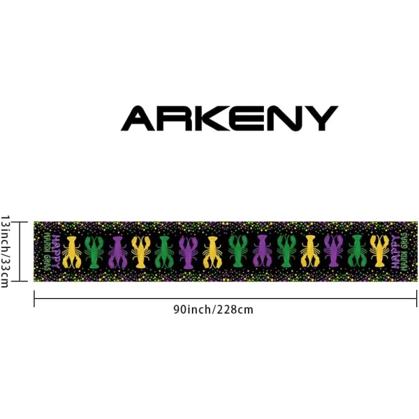 ARKENY Happy Mardi Gras Carnival Placemats 12x18 Inches Set of 4 Crawfish Black Seasonal Farmhouse Burlap Indoor Kitchen Dining Table Decorations for Home Party AP51018Black Table Runner  13X90