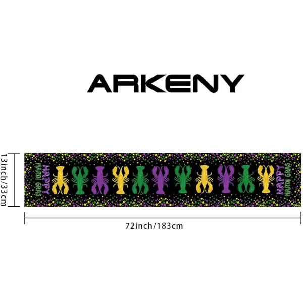 ARKENY Happy Mardi Gras Carnival Placemats 12x18 Inches Set of 4 Crawfish Black Seasonal Farmhouse Burlap Indoor Kitchen Dining Table Decorations for Home Party AP51018Black Table Runner  13X72