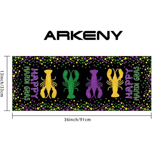 ARKENY Happy Mardi Gras Carnival Placemats 12x18 Inches Set of 4 Crawfish Black Seasonal Farmhouse Burlap Indoor Kitchen Dining Table Decorations for Home Party AP51018Black Table Runner  13X36