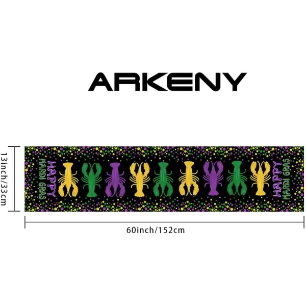 ARKENY Happy Mardi Gras Carnival Placemats 12x18 Inches Set of 4 Crawfish Black Seasonal Farmhouse Burlap Indoor Kitchen Dining Table Decorations for Home Party AP51018Black Table Runner  13X60