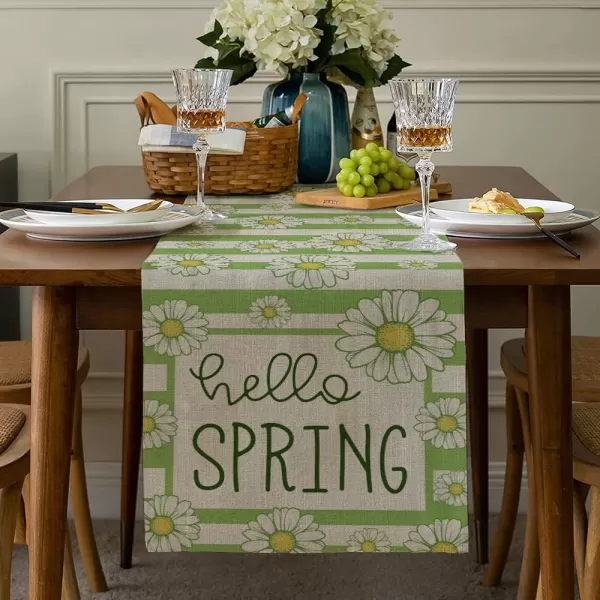 ARKENY Hello Spring Lily Flower Table Runner 13x72 InchesSeasonal Burlap Watercolor Green Stripes Farmhouse Indoor Kitchen Dining Table Decoration for Home PartyARKENY Hello Spring Lily Flower Table Runner 13x72 InchesSeasonal Burlap Watercolor Green Stripes Farmhouse Indoor Kitchen Dining Table Decoration for Home Party
