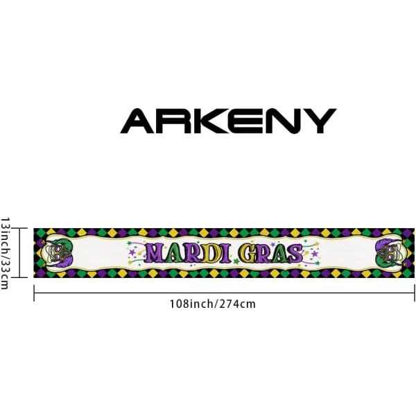 ARKENY Mardi Gras Carnival Placemats 12x18 Inches Set of 4 Fleur De Lis Mask Clown Purple Seasonal Farmhouse Burlap Indoor Kitchen Dining Table Mats Decorations for Home PartyPurple Table Runner  13X108