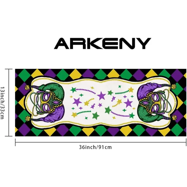 ARKENY Mardi Gras Carnival Placemats 12x18 Inches Set of 4 Fleur De Lis Mask Clown Purple Seasonal Farmhouse Burlap Indoor Kitchen Dining Table Mats Decorations for Home PartyPurple Table Runner  13X36