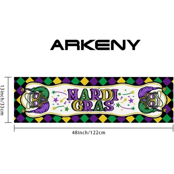 ARKENY Mardi Gras Carnival Placemats 12x18 Inches Set of 4 Fleur De Lis Mask Clown Purple Seasonal Farmhouse Burlap Indoor Kitchen Dining Table Mats Decorations for Home PartyPurple Table Runner  13X48