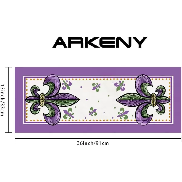 ARKENY Mardi Gras Carnival Placemats 12x18 Inches Set of 4 Fleur De Lis Purple Seasonal Farmhouse Burlap Indoor Kitchen Dining Table Decorations for Home Party AP35918Purple Table Runner  13X36