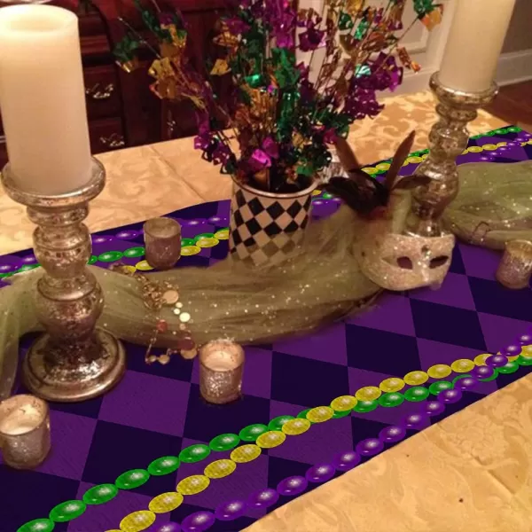 ARKENY Mardi Gras Carnival Placemats 12x18 Inches Set of 4 Fleur De Lis Purple Seasonal Farmhouse Burlap Indoor Kitchen Dining Table Decorations for Home Party AP03018Purple Table Runner  13X72