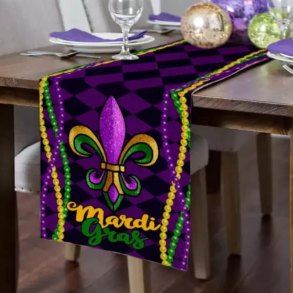 ARKENY Mardi Gras Carnival Placemats 12x18 Inches Set of 4 Fleur De Lis Purple Seasonal Farmhouse Burlap Indoor Kitchen Dining Table Decorations for Home Party AP03018Purple Table Runner  13X72