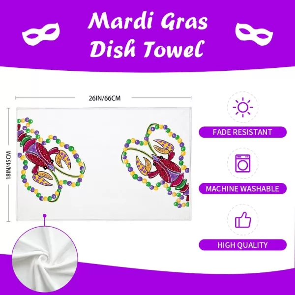 ARKENY Mardi Gras Kitchen Towels Set of 2Yellow Fleur De Lis Dish Towels 18x26 Inch Drying DishclothFarmhouse Home Mardi Gras Carnival Seasonal Holiday Decorations AD190Purple Beads