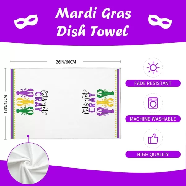 ARKENY Mardi Gras Kitchen Towels Set of 2Yellow Fleur De Lis Dish Towels 18x26 Inch Drying DishclothFarmhouse Home Mardi Gras Carnival Seasonal Holiday Decorations AD190Purple Crayfish