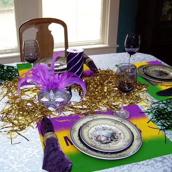 ARKENY Mardi Gras Placemat 12 x 18 Inch Purple Green Yellow Gradient Watercolor Crown Theme Set of 4 for Dining Table Spring Holiday Rustic Farmhouse Table MatARKENY Mardi Gras Placemat 12 x 18 Inch Purple Green Yellow Gradient Watercolor Crown Theme Set of 4 for Dining Table Spring Holiday Rustic Farmhouse Table Mat