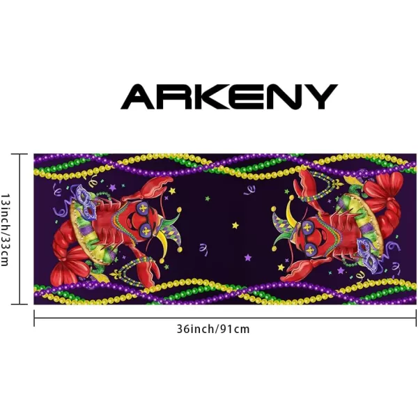 ARKENY Mardi Gras Placemats 12x18 Inches Set of 4 Crawfish Beads Seasonal Farmhouse Burlap Indoor Kitchen Dining Table Mats Decorations for Home Party AP3604Purple Table Runner  13X36