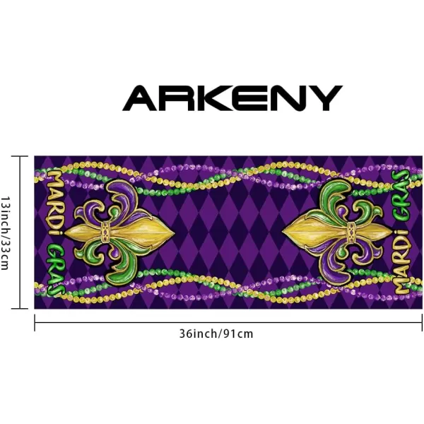 ARKENY Mardi Gras Placemats 12x18 Inches Set of 4 Fleur De Lis Purple Seasonal Farmhouse Diamond Lattice Burlap Indoor Kitchen Dining Table Decorations for Home Party AP5434Purple Table Runner  13X36