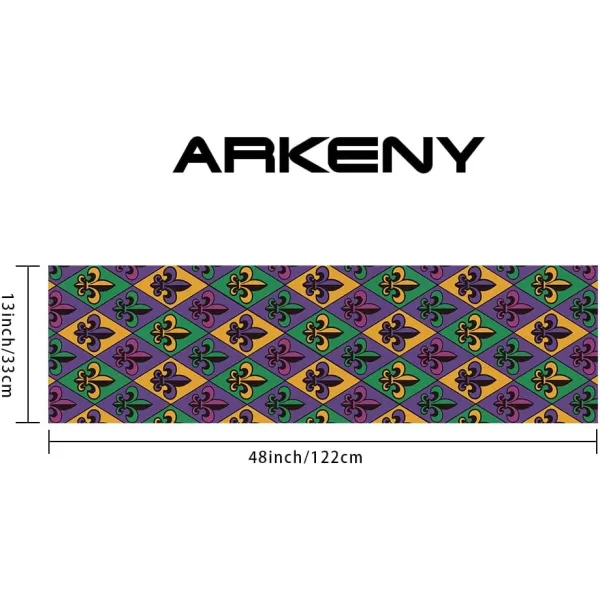 ARKENY Mardi Gras Placemats 12x18 Inches Set of 4 Fleur De Lis Seasonal Farmhouse Diamond Lattice Burlap Indoor Kitchen Dining Table Decorations for Home Party AP0684Purple Table Runner  13X48