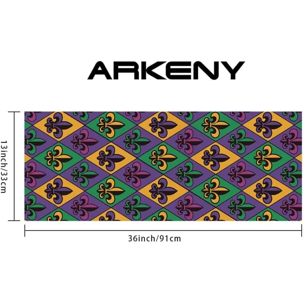 ARKENY Mardi Gras Placemats 12x18 Inches Set of 4 Fleur De Lis Seasonal Farmhouse Diamond Lattice Burlap Indoor Kitchen Dining Table Decorations for Home Party AP0684Purple Table Runner  13X36