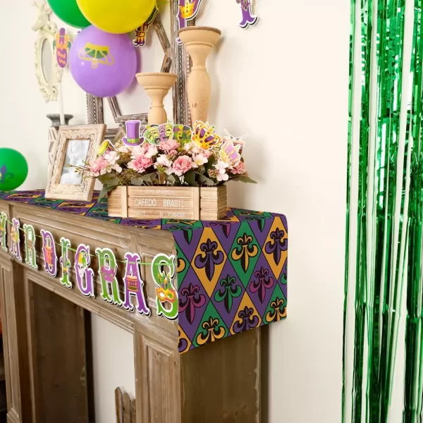 ARKENY Mardi Gras Placemats 12x18 Inches Set of 4 Fleur De Lis Seasonal Farmhouse Diamond Lattice Burlap Indoor Kitchen Dining Table Decorations for Home Party AP0684Purple Table Runner  13X72
