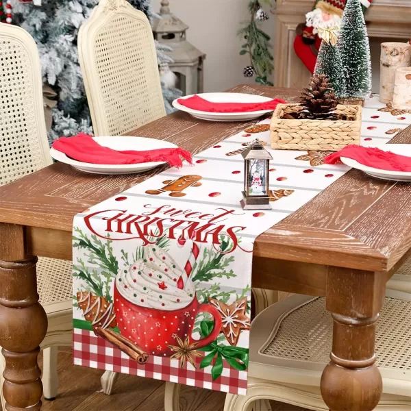 ARKENY Merry Christmas Placemats 12x18 Inches Set of 4 Xmas Tree Seasonal Farmhouse Burlap Buffalo Plaid Indoor Kitchen Dining Table Decorations for Home Party AP19318Multicake Table Runner  13X60