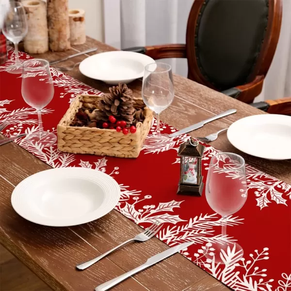 ARKENY Merry Christmas Placemats 12x18 Inches Set of 4 Xmas Tree Seasonal Farmhouse Burlap Buffalo Plaid Indoor Kitchen Dining Table Decorations for Home Party AP19318Redleaf Table Runner  13X120