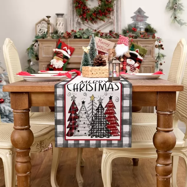 ARKENY Merry Christmas Placemats 12x18 Inches Set of 4 Xmas Tree Seasonal Farmhouse Burlap Buffalo Plaid Indoor Kitchen Dining Table Decorations for Home Party AP19318Red Table Runner  13X60