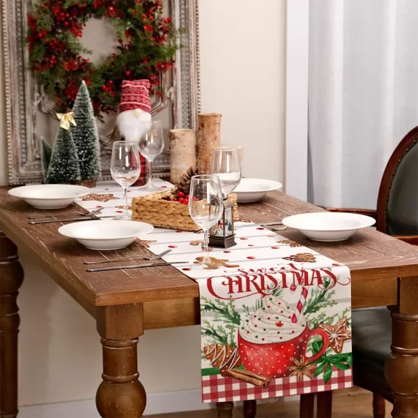 ARKENY Merry Christmas Placemats 12x18 Inches Set of 4 Xmas Tree Seasonal Farmhouse Burlap Buffalo Plaid Indoor Kitchen Dining Table Decorations for Home Party AP19318Multicake Table Runner  13X60