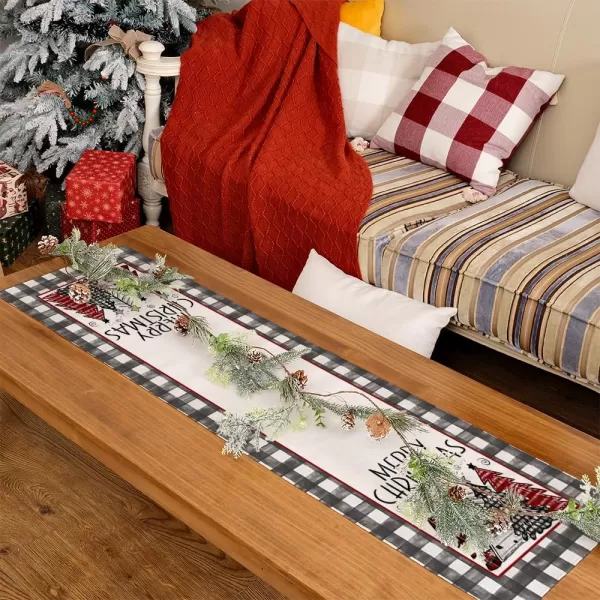 ARKENY Merry Christmas Placemats 12x18 Inches Set of 4 Xmas Tree Seasonal Farmhouse Burlap Buffalo Plaid Indoor Kitchen Dining Table Decorations for Home Party AP19318Red Table Runner  13X48