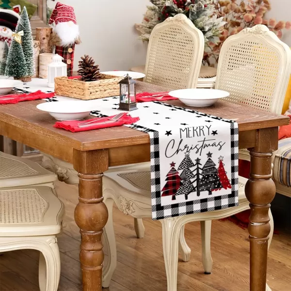 ARKENY Merry Christmas Placemats 12x18 Inches Set of 4 Xmas Tree Seasonal Farmhouse Burlap Buffalo Plaid Indoor Kitchen Dining Table Decorations for Home Party AP19318Multi Color Table Runner  13X120