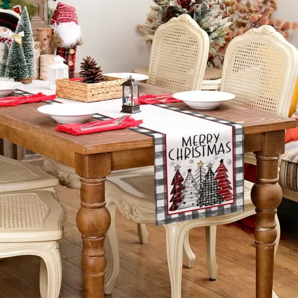 ARKENY Merry Christmas Placemats 12x18 Inches Set of 4 Xmas Tree Seasonal Farmhouse Burlap Buffalo Plaid Indoor Kitchen Dining Table Decorations for Home Party AP19318Red Table Runner  13X120