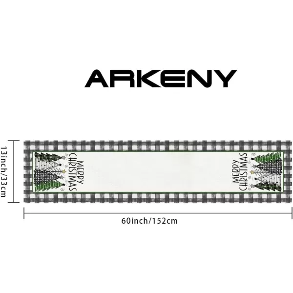 ARKENY Merry Christmas Placemats 12x18 Inches Set of 4 Xmas Tree Seasonal Farmhouse Burlap Buffalo Plaid Indoor Kitchen Dining Table Decorations for Home Party AP19318Green Table Runner  13X60