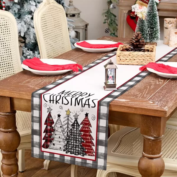 ARKENY Merry Christmas Placemats 12x18 Inches Set of 4 Xmas Tree Seasonal Farmhouse Burlap Buffalo Plaid Indoor Kitchen Dining Table Decorations for Home Party AP19318Red Table Runner  13X90