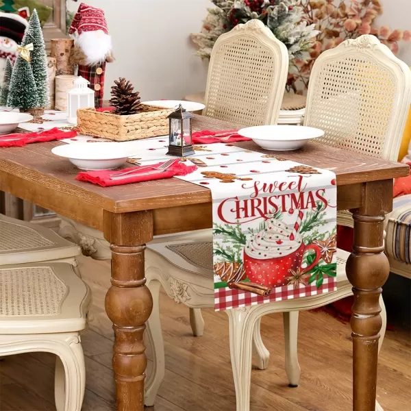 ARKENY Merry Christmas Placemats 12x18 Inches Set of 4 Xmas Tree Seasonal Farmhouse Burlap Buffalo Plaid Indoor Kitchen Dining Table Decorations for Home Party AP19318Multicake Table Runner  13X120