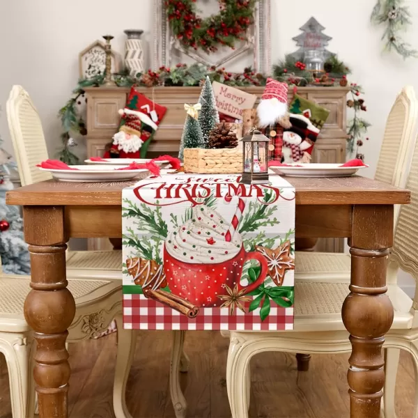 ARKENY Merry Christmas Placemats 12x18 Inches Set of 4 Xmas Tree Seasonal Farmhouse Burlap Buffalo Plaid Indoor Kitchen Dining Table Decorations for Home Party AP19318Multicake Table Runner  13X120