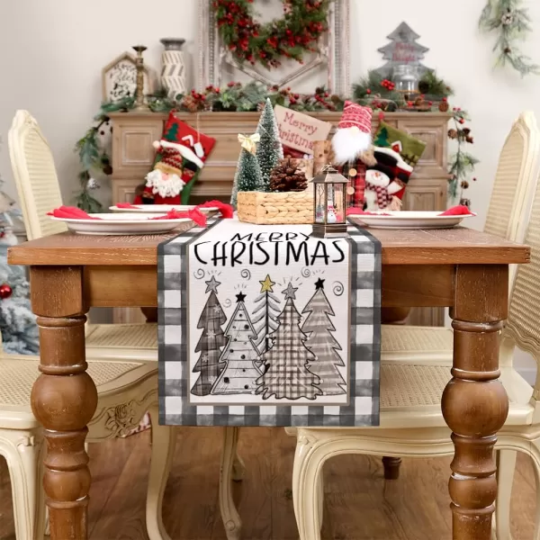 ARKENY Merry Christmas Placemats 12x18 Inches Set of 4 Xmas Tree Seasonal Farmhouse Burlap Buffalo Plaid Indoor Kitchen Dining Table Decorations for Home Party AP19318Yellow Table Runner  13X72