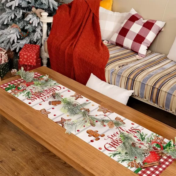 ARKENY Merry Christmas Placemats 12x18 Inches Set of 4 Xmas Tree Seasonal Farmhouse Burlap Buffalo Plaid Indoor Kitchen Dining Table Decorations for Home Party AP19318Multicake Table Runner  13X36