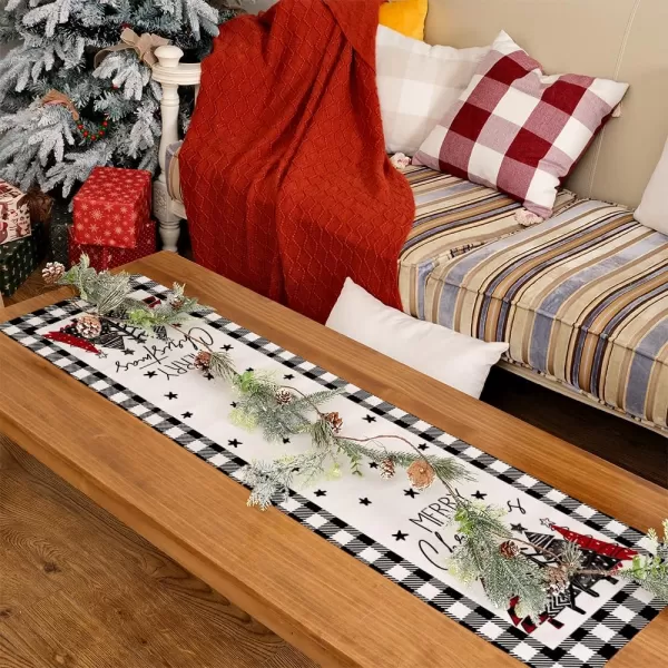 ARKENY Merry Christmas Placemats 12x18 Inches Set of 4 Xmas Tree Seasonal Farmhouse Burlap Buffalo Plaid Indoor Kitchen Dining Table Decorations for Home Party AP19318Multi Color Table Runner  13X48