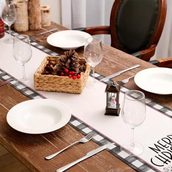 ARKENY Merry Christmas Placemats 12x18 Inches Set of 4 Xmas Tree Seasonal Farmhouse Burlap Buffalo Plaid Indoor Kitchen Dining Table Decorations for Home Party AP19318Pink Table Runner  13X72