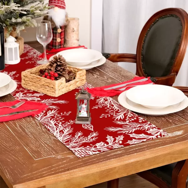 ARKENY Merry Christmas Placemats 12x18 Inches Set of 4 Xmas Tree Seasonal Farmhouse Burlap Buffalo Plaid Indoor Kitchen Dining Table Decorations for Home Party AP19318Redleaf Table Runner  13X36