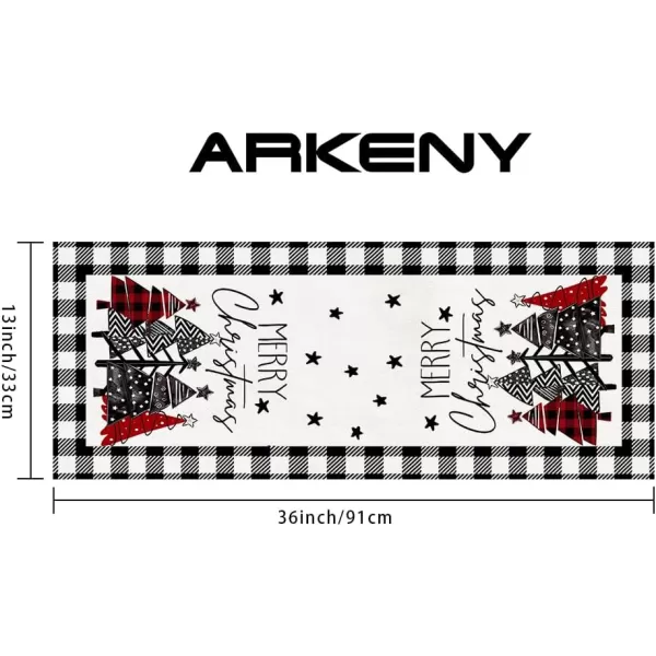 ARKENY Merry Christmas Placemats 12x18 Inches Set of 4 Xmas Tree Seasonal Farmhouse Burlap Buffalo Plaid Indoor Kitchen Dining Table Decorations for Home Party AP19318Multi Color Table Runner  13X36