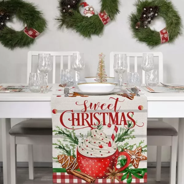 ARKENY Merry Christmas Placemats 12x18 Inches Set of 4 Xmas Tree Seasonal Farmhouse Burlap Buffalo Plaid Indoor Kitchen Dining Table Decorations for Home Party AP19318Multicake Table Runner  13X90