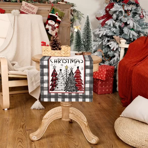 ARKENY Merry Christmas Placemats 12x18 Inches Set of 4 Xmas Tree Seasonal Farmhouse Burlap Buffalo Plaid Indoor Kitchen Dining Table Decorations for Home Party AP19318Red Table Runner  13X48