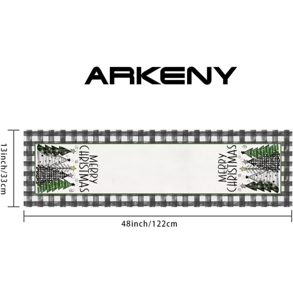 ARKENY Merry Christmas Placemats 12x18 Inches Set of 4 Xmas Tree Seasonal Farmhouse Burlap Buffalo Plaid Indoor Kitchen Dining Table Decorations for Home Party AP19318Green Table Runner  13X48